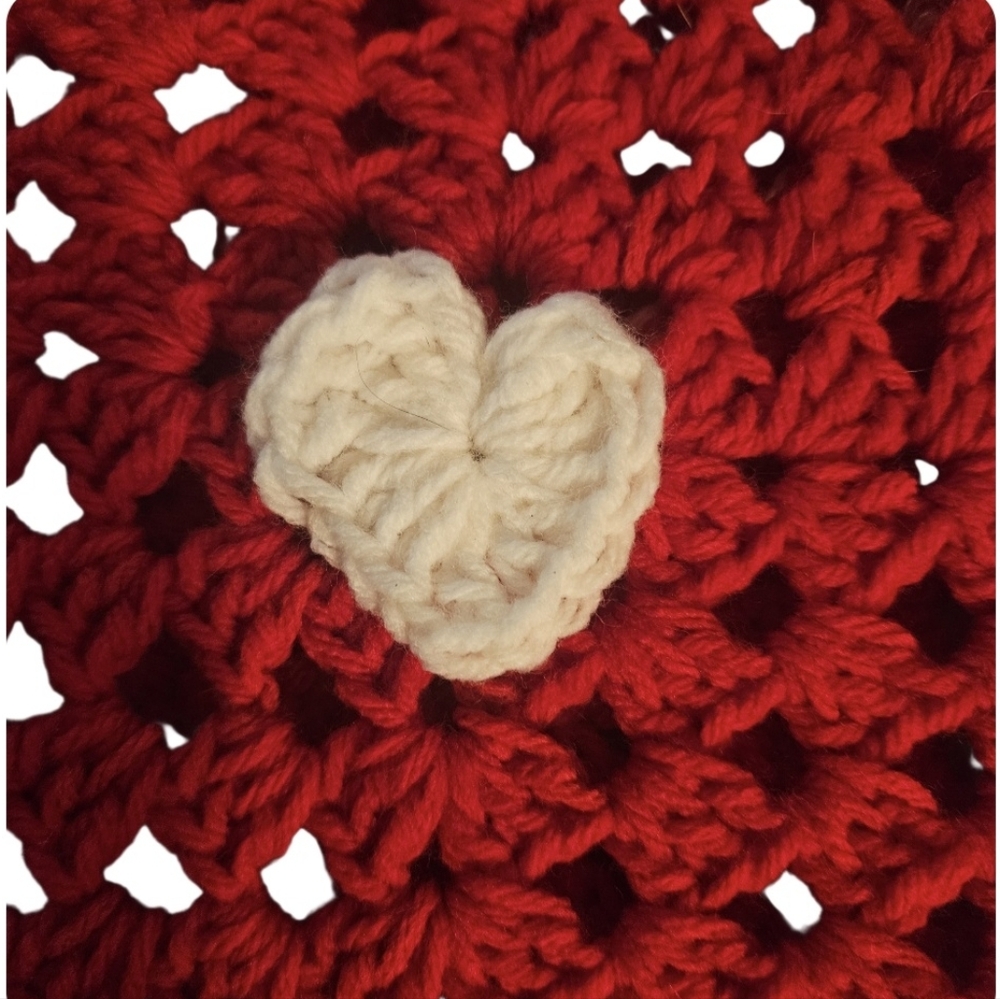 Handmade Granny Square Heart Crochet Handbag Valentine's Day Red Envelope Purse - Picture 10 of 16